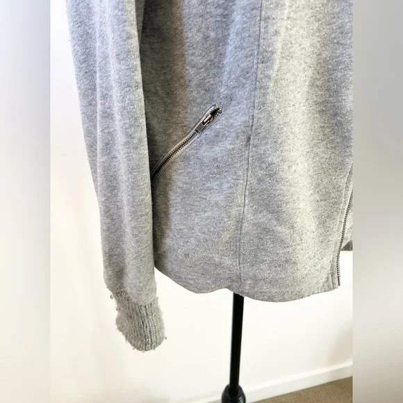 Anthropologie Grey Zip-up Motorcycle Style Sweater - size Medium - Picture 5 of 9